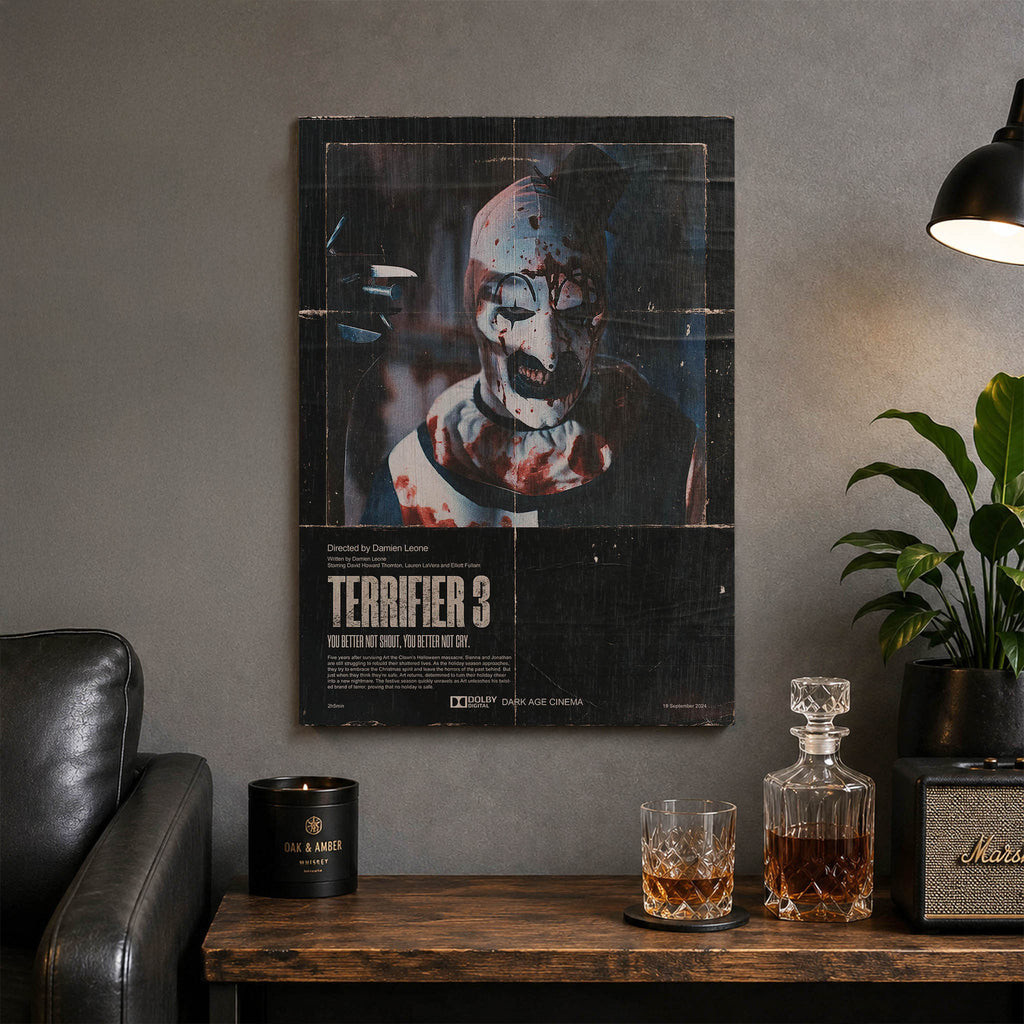 Terrifier 3 Wood Print by OnWood Australia