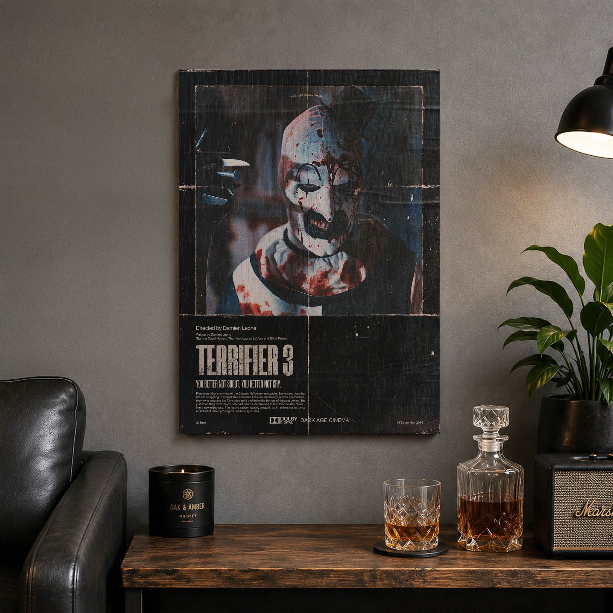 Terrifier 3 Wood Print by OnWood Australia
