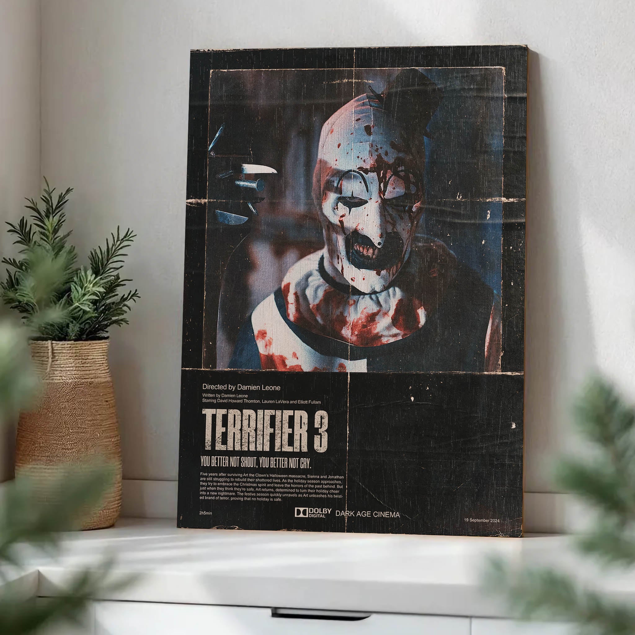 Terrifier 3 Wood Print by OnWood Australia