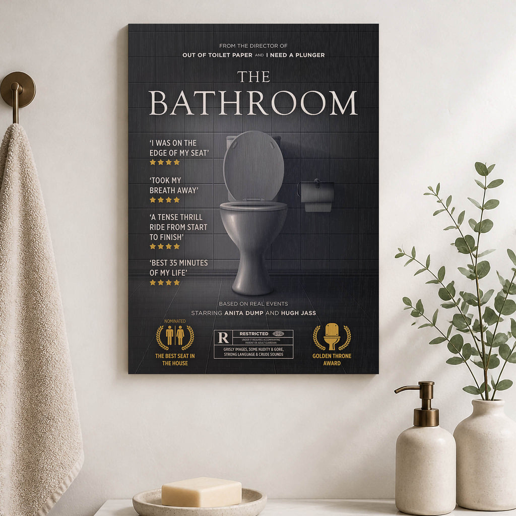 The Bathroom Movie Parody Wood Print by OnWood Australia