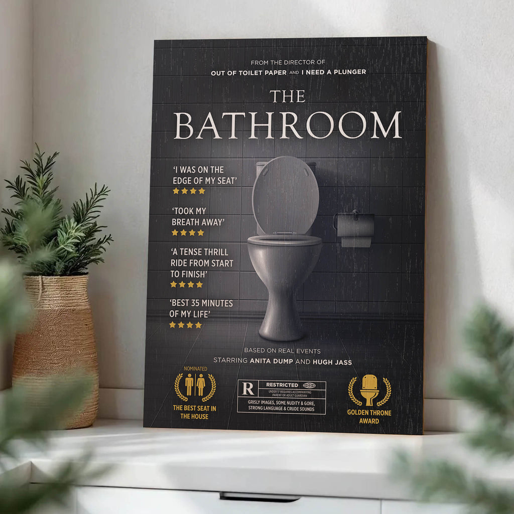 The Bathroom Movie Parody Wood Print by OnWood Australia