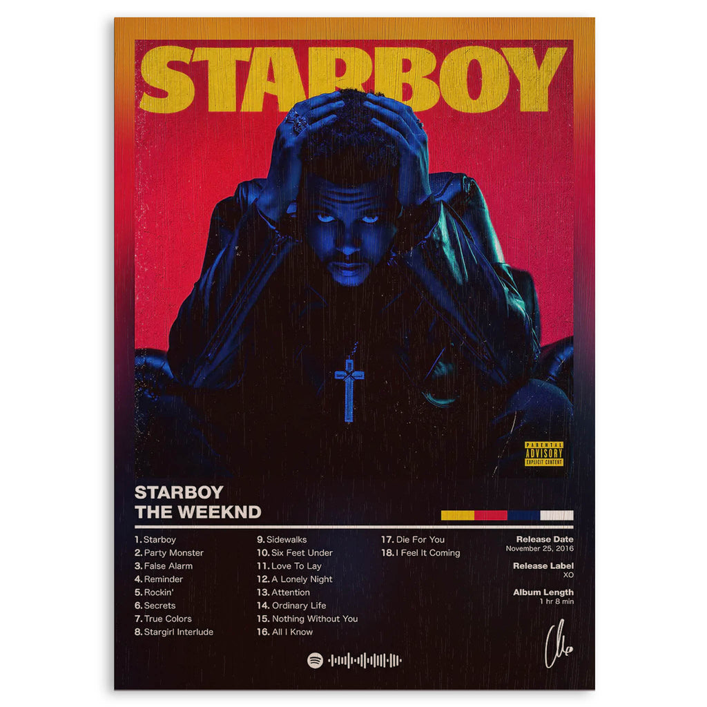 The Weeknd Starboy Wood Print by OnWood Australia
