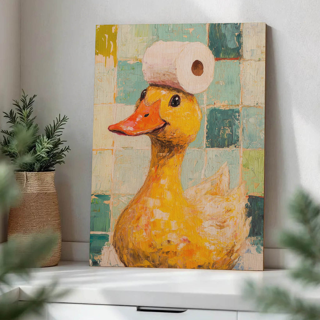 Toilet Paper Duck Wood Print by OnWood Australia