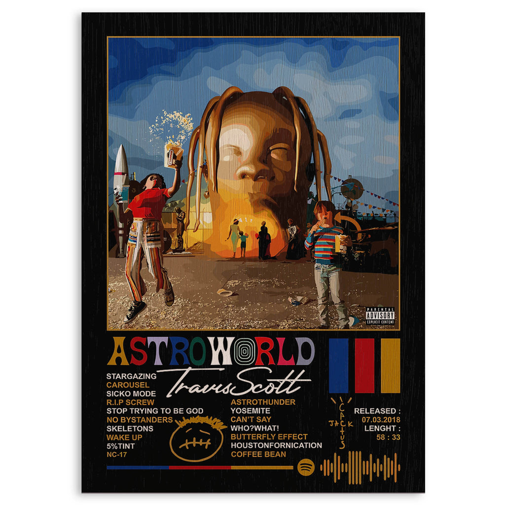 Travis Scott Astroworld Wood Print by OnWood Australia